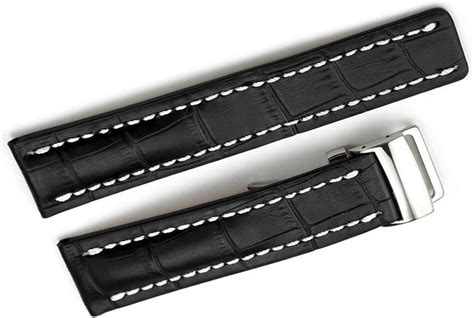 breitling transocean black leather strap|22mm/24mm Leather Strap Watch Band for Breitling Navitimer .